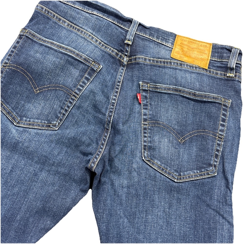 Levis 502 Premium Jeans Mens 32x31 TAG-32x32 Stretch Flex Blue Denim Tapered